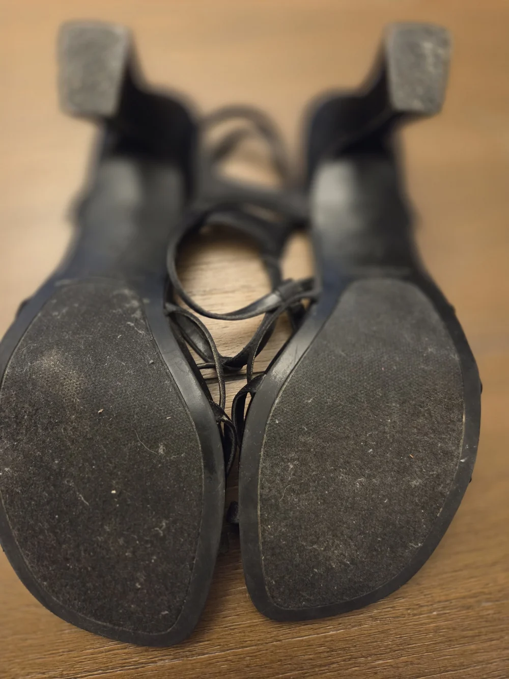 Fioni Black Strappy Heeled Sandals Size 10